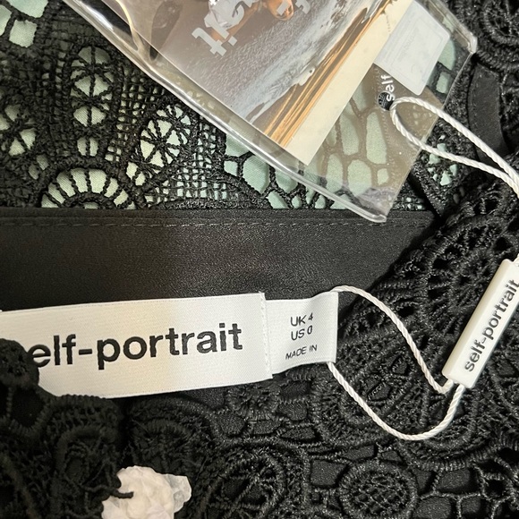 Self-Portrait Black Floral Guipure Puff Sleeve Blouse - Picture 7 of 7